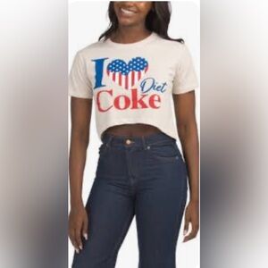 NWT Daybreak "I ❤️ Diet Coke" Americana Crop Tee - Oyster Medium